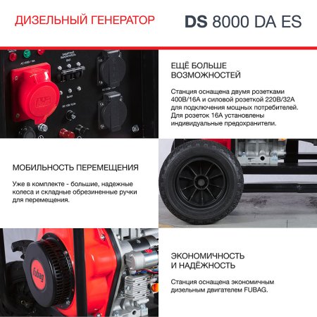 FUBAG Дизельный генератор (трехфазный) с электростартером и коннектором автоматики DS 8000 DA ES в Петропавловске-Камчатском фото