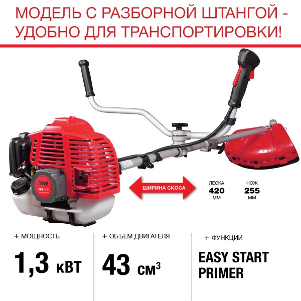 FUBAG Бензиновый триммер FPT 43R + Триммерная леска  сечение витой квадрат L 130 м * 2.4 мм в ПОДАРОК в Петропавловске-Камчатском фото